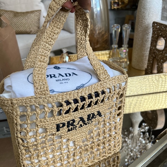 Prada small crochet raffia tote bag - Picture 8 of 16